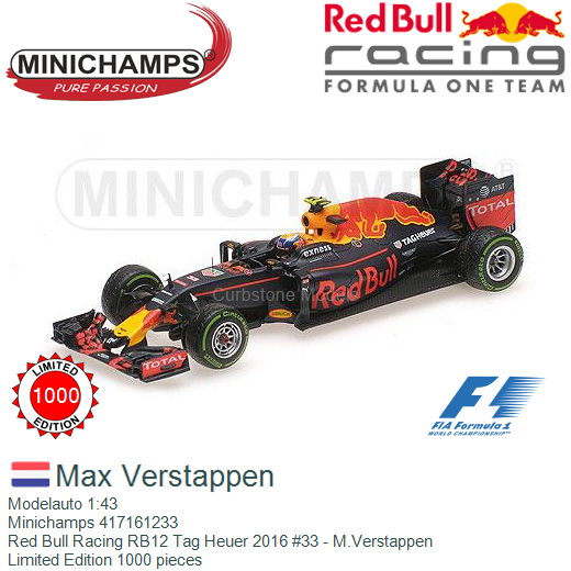 Modelauto 1:43 | Minichamps 417161233 | Red Bull Racing RB12 Tag