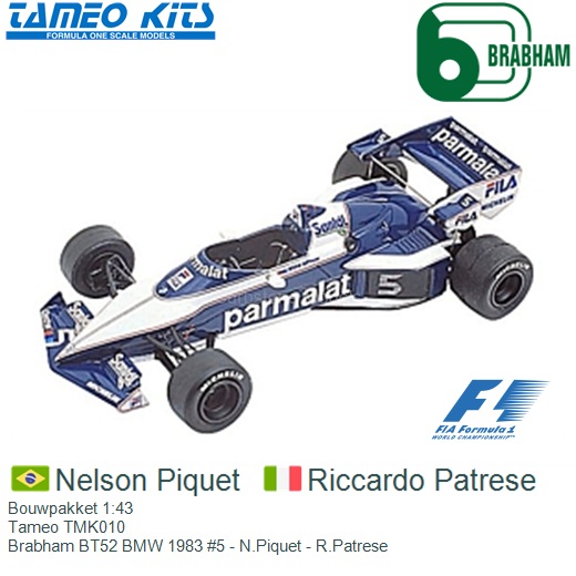 Kit 1:43 Tameo TMK010 Brabham BT52 BMW #5