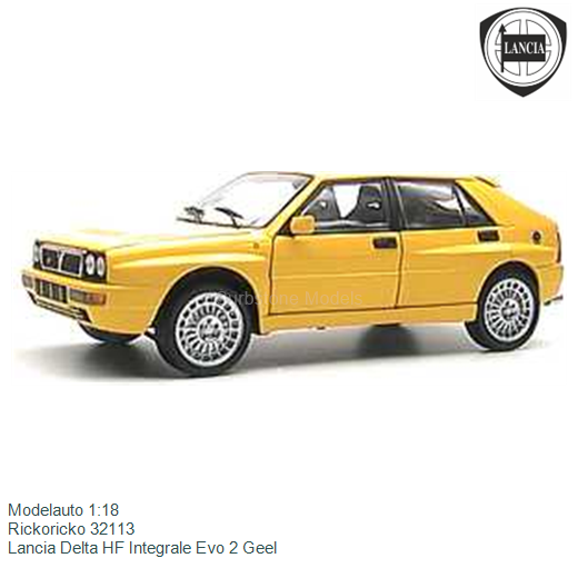 Modelauto 1:18 | Rickoricko 32113 | Lancia Delta HF Integrale Evo 2 Geel