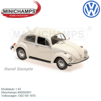 Modelauto 1:43 | Minichamps 940055001 | Volkswagen 1302 Wit 1970