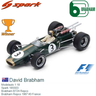 Modelauto 1:18 | Spark 18S503 | Brabham BT24 Repco | Brabham Repco 1967 #3 France