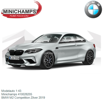 Modelauto 1:43 | Minichamps 410026205 | BMW M2 Competition Zilver 2019