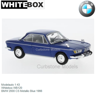 Modelauto 1:43 | Whitebox WB120 | BMW 2000 CS Metallic Blue 1966