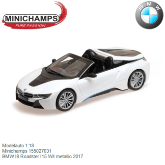 Modelauto 1:18 | Minichamps 155027031 | BMW I8 Roadster I15 Wit metallic 2017