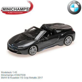 Modelauto 1:43 | Minichamps 410027030 | BMW I8 Roadster I15 Grijs Metallic 2017