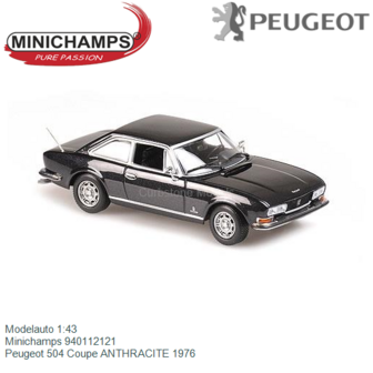 Modelauto 1:43 | Minichamps 940112121 | Peugeot 504 Coupe ANTHRACITE 1976