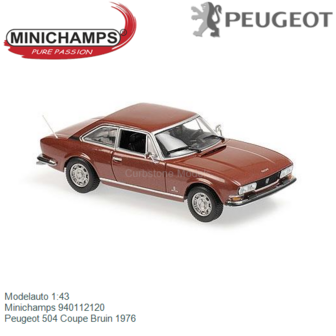 Modelauto 1:43 | Minichamps 940112120 | Peugeot 504 Coupe Bruin 1976