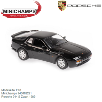 Modelauto 1:43 | Minichamps 940062221 | Porsche 944 S Zwart 1989