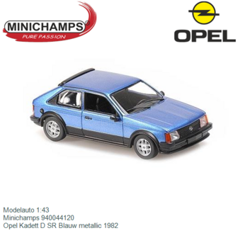 Modelauto 1:43 | Minichamps 940044120 | Opel Kadett D SR Blauw metallic 1982