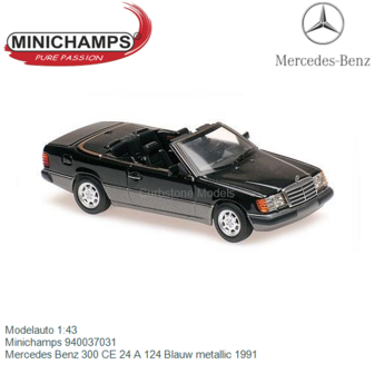 Modelauto 1:43 | Minichamps 940037031 | Mercedes Benz 300 CE 24 A 124 Blauw metallic 1991