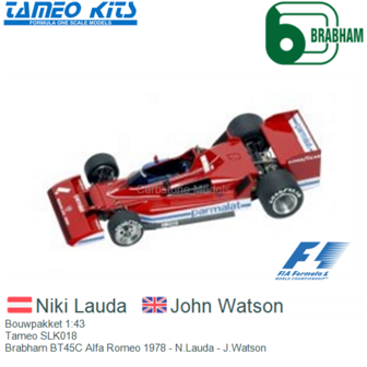 Bouwpakket 1:43 | Tameo SLK018 | Brabham BT45C Alfa Romeo 1978 - N.Lauda - J.Watson