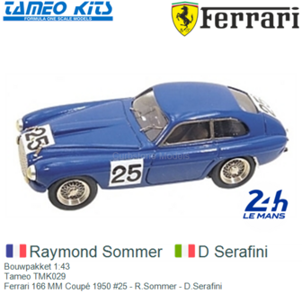 Bouwpakket 1:43 | Tameo TMK029 | Ferrari 166 MM Coup&eacute; 1950 #25 - R.Sommer - D.Serafini