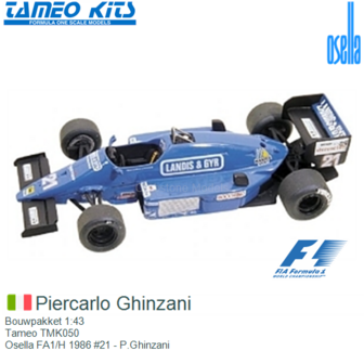 Bouwpakket 1:43 | Tameo TMK050 | Osella FA1/H 1986 #21 - P.Ghinzani