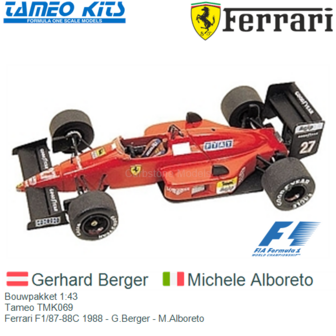 Bouwpakket 1:43 | Tameo TMK069 | Ferrari F1/87-88C 1988 - G.Berger - M.Alboreto