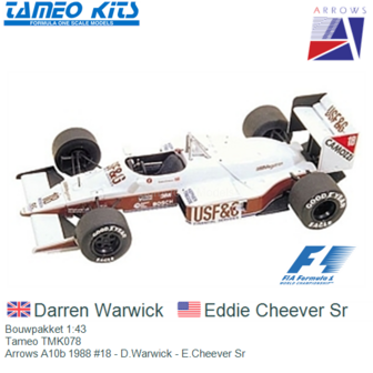 Bouwpakket 1:43 | Tameo TMK078 | Arrows A10b 1988 #18 - D.Warwick - E.Cheever Sr