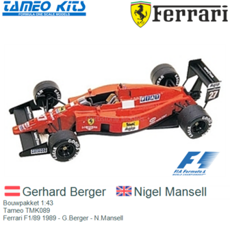 Bouwpakket 1:43 | Tameo TMK089 | Ferrari F1/89 1989 - G.Berger - N.Mansell