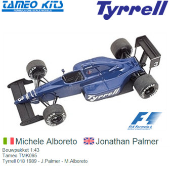 Bouwpakket 1:43 | Tameo TMK095 | Tyrrell 018 1989 - J.Palmer - M.Alboreto