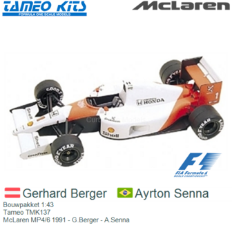 Bouwpakket 1:43 | Tameo TMK137 | McLaren MP4/6 1991 - G.Berger - A.Senna