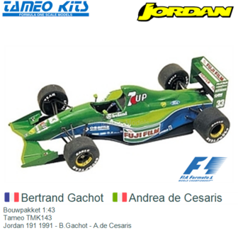 Bouwpakket 1:43 | Tameo TMK143 | Jordan 191 1991 - B.Gachot - A.de Cesaris