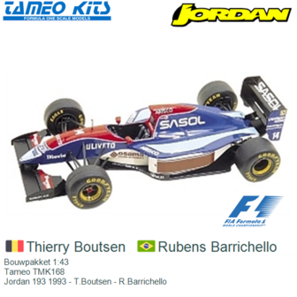 Bouwpakket 1:43 | Tameo TMK168 | Jordan 193 1993 - T.Boutsen - R.Barrichello