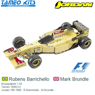 Bouwpakket 1:43 | Tameo TMK213 | Jordan 196 1996 - R.Barrichello - M.Brundle