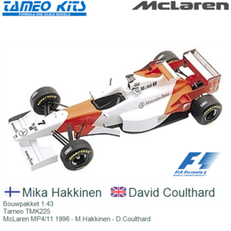 Bouwpakket 1:43 | Tameo TMK225 | McLaren MP4/11 1996 - M.Hakkinen - D.Coulthard