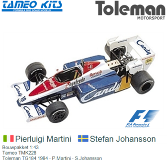 Bouwpakket 1:43 | Tameo TMK228 | Toleman TG184 1984 - P.Martini - S.Johansson