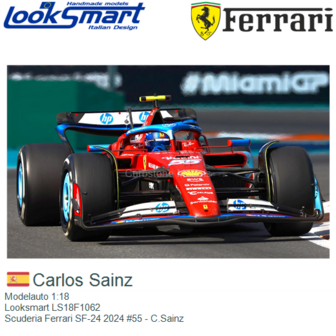 Modelauto 1:18 | Looksmart LS18F1062 | Scuderia Ferrari SF-24 2024 #55 - C.Sainz