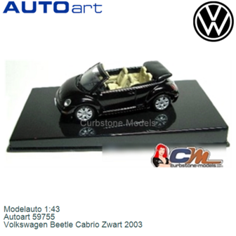 Modelauto 1:43 | Autoart 59755 | Volkswagen Beetle Cabrio Zwart 2003