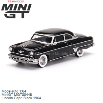 Modelauto 1:64 | MiniGT MGT00448 | Lincoln Capri Black 1964