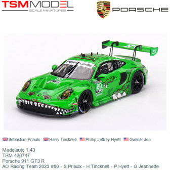 Modelauto 1:43 | TSM 430747 | Porsche 911 GT3 R | AO Racing Team 2023 #80 - S.Priaulx - H.Tincknell - P.Hyett - G.Jeannette