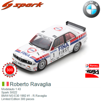 Modelauto 1:43 | Spark SI022 | BMW M3 E30 1992 #1 - R.Ravaglia