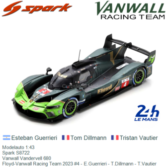 Modelauto 1:43 | Spark S8722 | Vanwall Vandervell 680 | Floyd-Vanwall Racing Team 2023 #4 - E.Guerrieri - T.Dillmann - T.Vautie