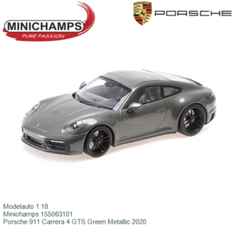 Modelauto 1:18 | Minichamps 155063101 | Porsche 911 Carrera 4 GTS Green Metallic 2020