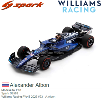 Modelauto 1:43 | Spark S8588 | Williams Racing FW45 2023 #23 - A.Albon