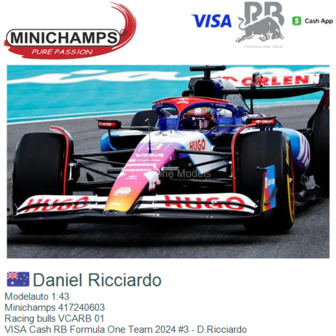 Modelauto 1:43 | Minichamps 417240603 | Racing bulls VCARB 01 | VISA Cash RB Formula One Team 2024 #3 - D.Ricciardo