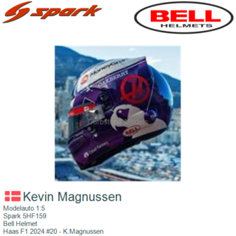 Modelauto 1:5 | Spark 5HF159 | Bell Helmet | Haas F1 2024 #20 - K.Magnussen