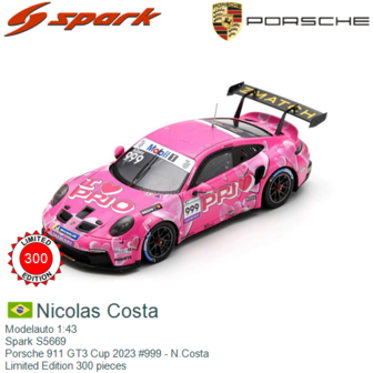 Modelauto 1:43 | Spark S5669 | Porsche 911 GT3 Cup 2023 #999 - N.Costa