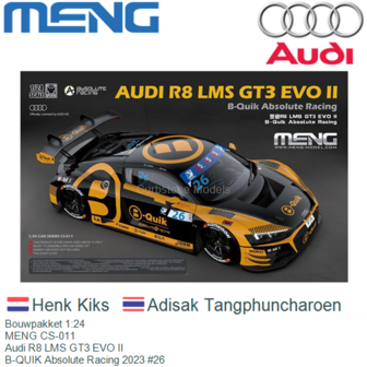 Bouwpakket 1:24 | MENG CS-011 | Audi R8 LMS GT3 EVO II | B-QUIK Absolute Racing 2023 #26