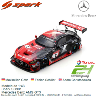 Modelauto 1:43 | Spark SG901 | Mercedes Benz AMG GT3 | Mercedes-AMG Team Getspeed 2023 #2 - M.G&amp;#246;tz - F.Schiller - A.Ch