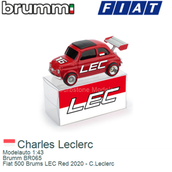 Modelauto 1:43 | Brumm BR065 | Fiat 500 Brums LEC Red 2020 - C.Leclerc