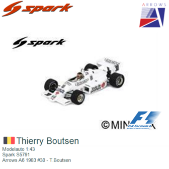 Modelauto 1:43 | Spark S5791 | Arrows A6 1983 #30 - T.Boutsen