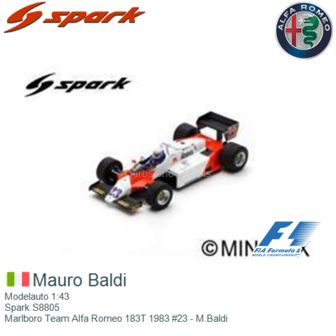 Modelauto 1:43 | Spark S8805 | Marlboro Team Alfa Romeo 183T 1983 #23 - M.Baldi