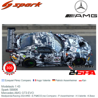 Modelauto 1:43 | Spark SB806 | Mercedes AMG GT3 EVO | Madpanda Racing 2024 #90 - E.P&amp;#233;rez Companc - P.Assenheimer - H.V