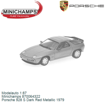 Modelauto 1:87 | Minichamps 870064322 | Porsche 928 S Dark Red Metallic 1979