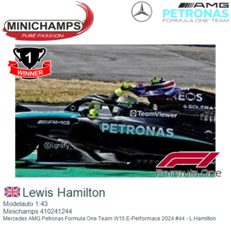 Modelauto 1:43 | Minichamps 410241244 | Mercedes AMG Petronas Formula One Team W15 E-Performace 2024 #44 - L.Hamilton