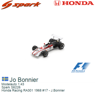 Modelauto 1:43 | Spark S6226 | Honda Racing RA301 1968 #17 - J.Bonnier