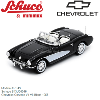 Modelauto 1:43 | Schuco S43U00046 | Chevrolet Corvette V1 V8 Black 1956