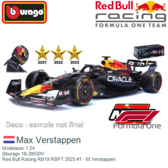 Modelauto 1:24 | Bburago 18-28030V | Red Bull Racing RB19 RBPT 2023 #1 - M.Verstappen