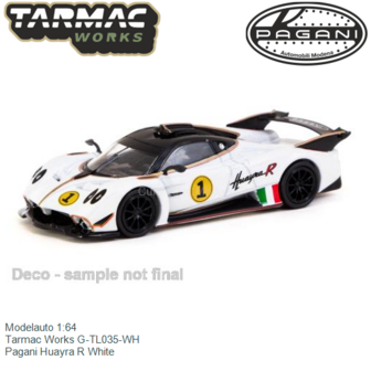 Modelauto 1:64 | Tarmac Works G-TL035-WH | Pagani Huayra R White